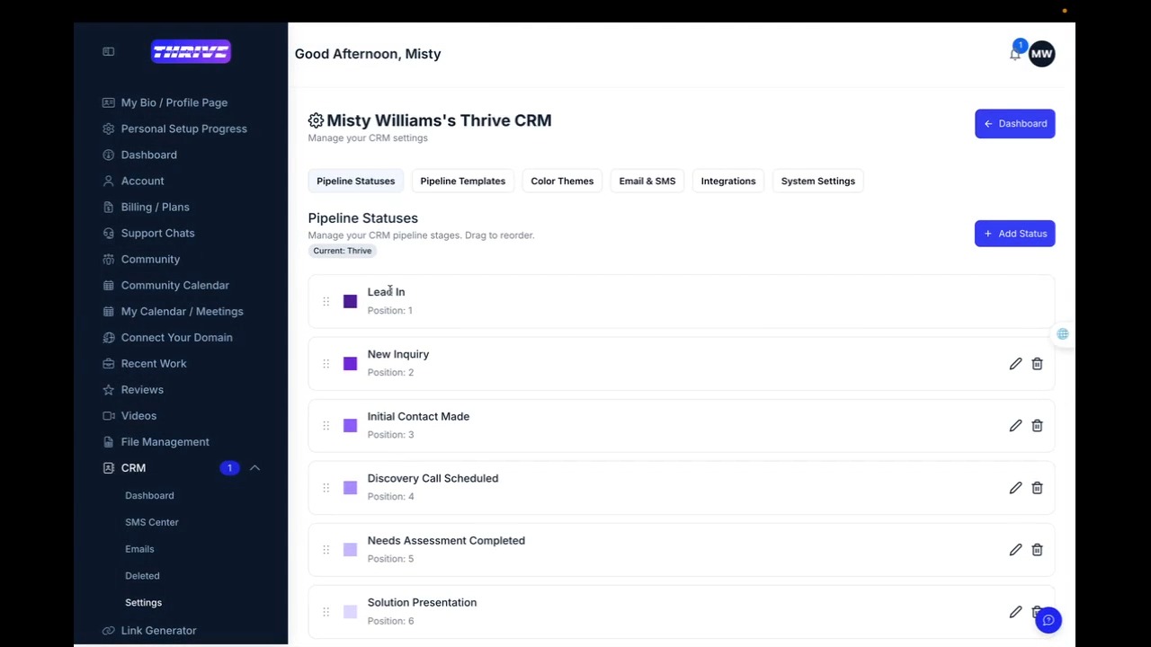 Thrive Business Suite: Pipeline CRM (Part 3) — Settings and Integrations