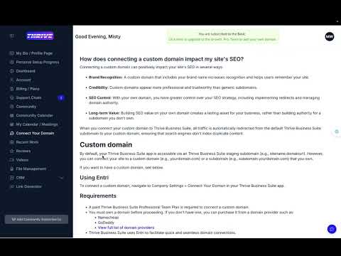 Thrive Business Suite: Connecting Your Domain